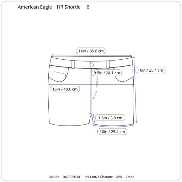 American Eagle AEO Distressed Stitched Hi-Rise Embroidered Shortie Shorts 6 - Picture 7 of 7